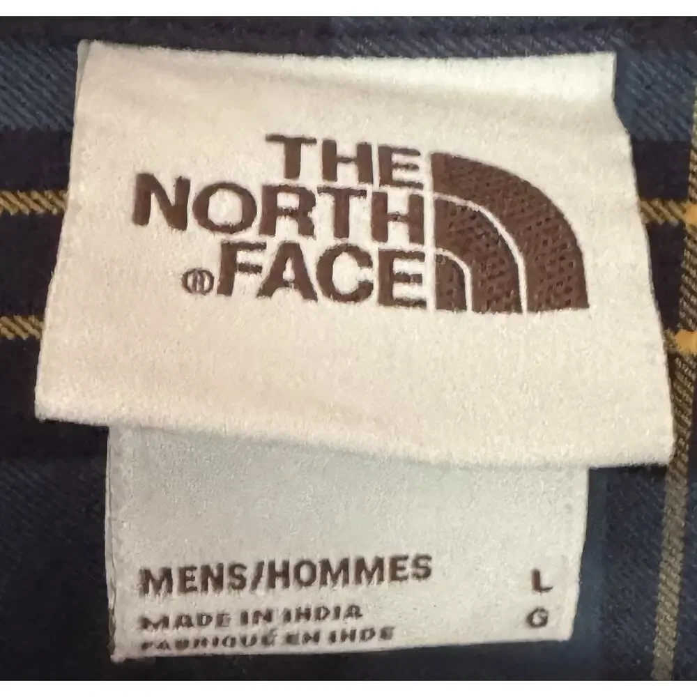 The North Face Men's Plaid Flannel Button-Up Shirt Blue Green Long Sleeve Large
